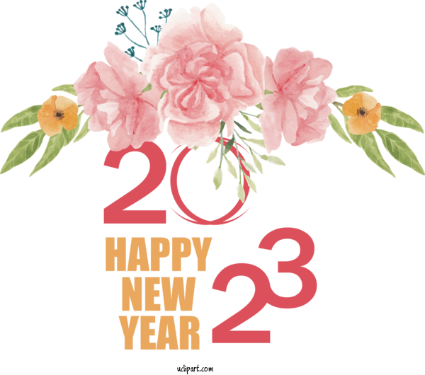 Free Holidays Floral Design Flower Cut Flowers For New Year 2023 Clipart Transparent Background