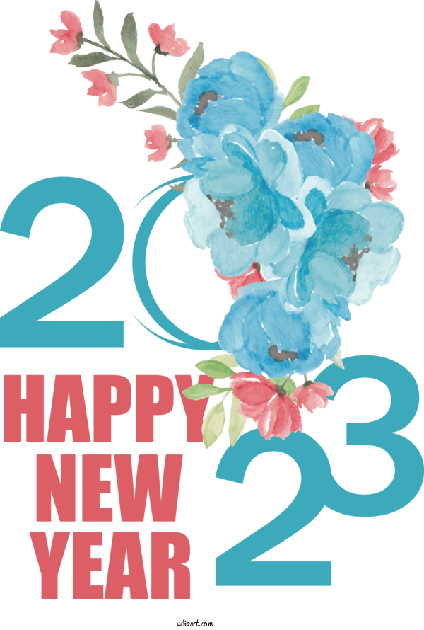 Free Holidays Floral Design Design Visual Arts For New Year 2023 Clipart Transparent Background