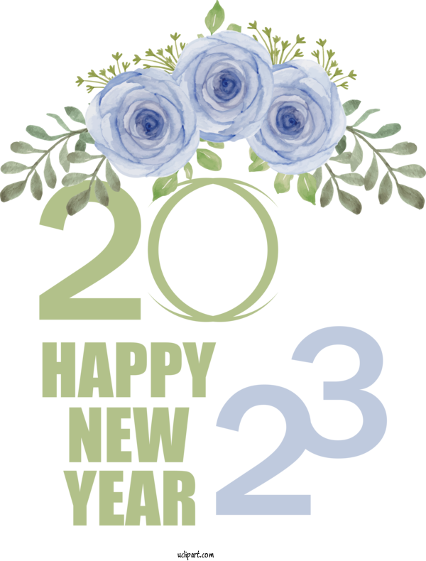 Free Holidays Floral Design Garden Roses For New Year 2023 Clipart Transparent Background