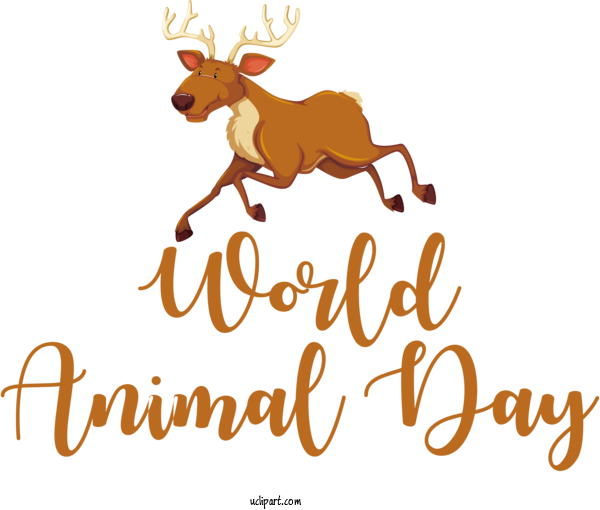 Free Holidays Reindeer Deer Cartoon For World Animal Day Clipart Transparent Background