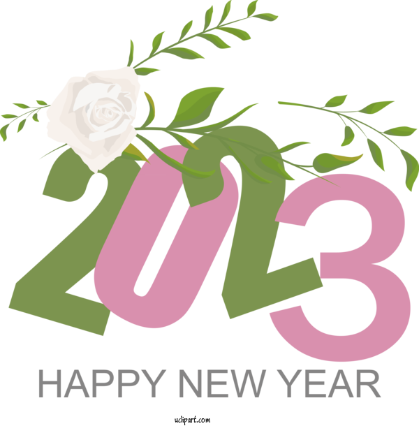 Free Holidays Floral Design Cut Flowers Flower For New Year 2023 Clipart Transparent Background