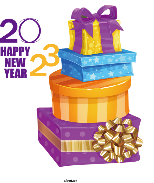 Free Holidays Birthday Gift Happy Birthday Gift Box For New Year 2023 Clipart Transparent Background
