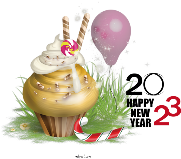 Free Holidays Cupcake New Year Cake For New Year 2023 Clipart Transparent Background