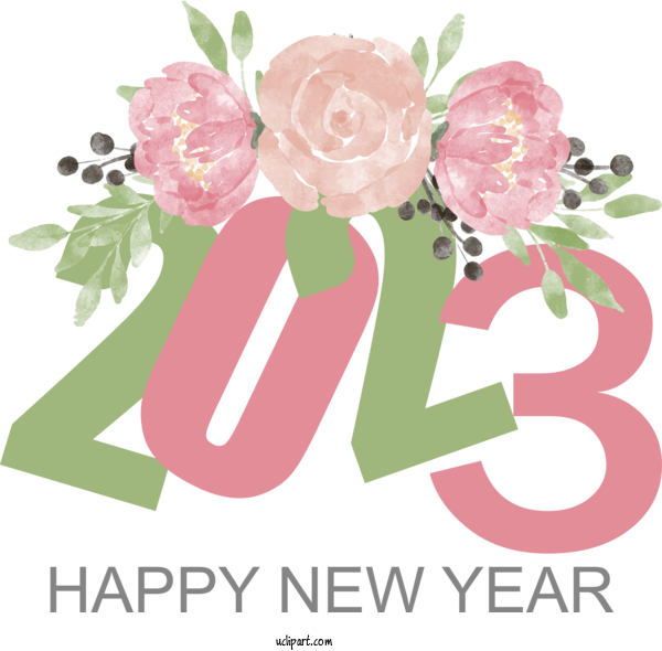 Free Holidays Floral Design Garden Roses For New Year 2023 Clipart Transparent Background