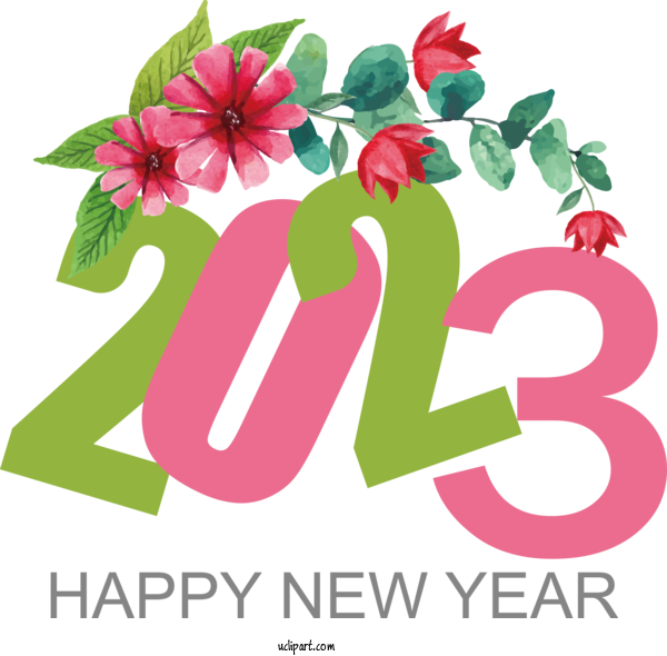 Free Holidays Floral Design Cut Flowers Flower For New Year 2023 Clipart Transparent Background
