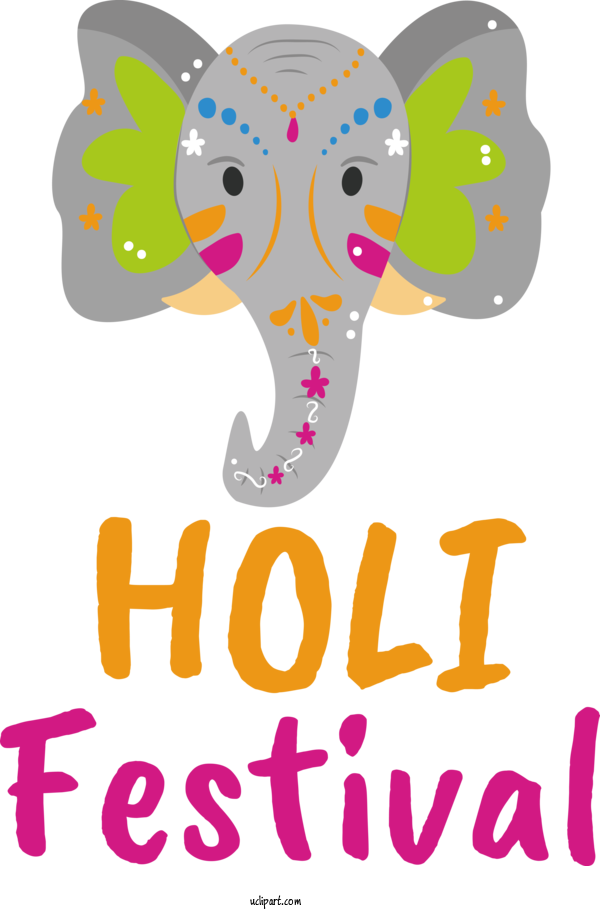 Free Holidays Elephants Cartoon Elephant For Holi Clipart Transparent Background