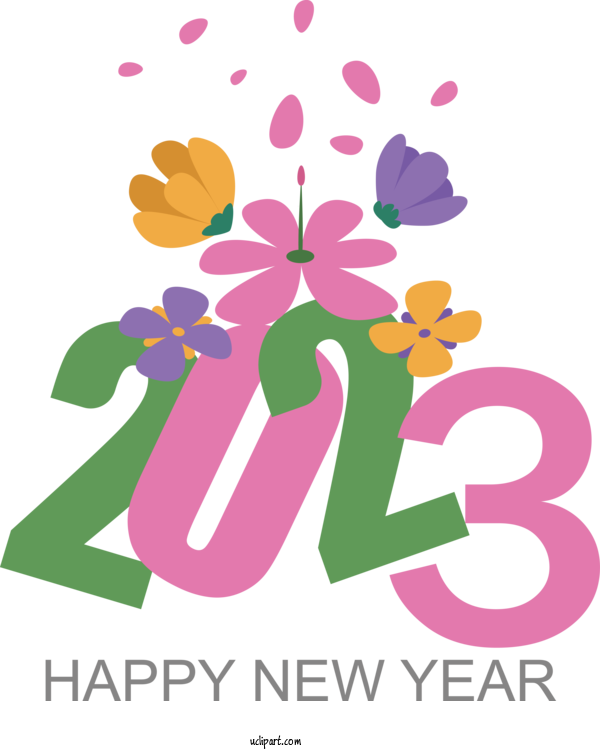 Free Holidays Human Logo Floral Design For New Year 2023 Clipart Transparent Background