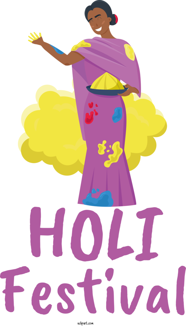 Free Holidays Design Human Cartoon For Holi Clipart Transparent Background