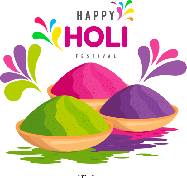 Free Holidays Holi Happiness Gulal For Holi Clipart Transparent Background