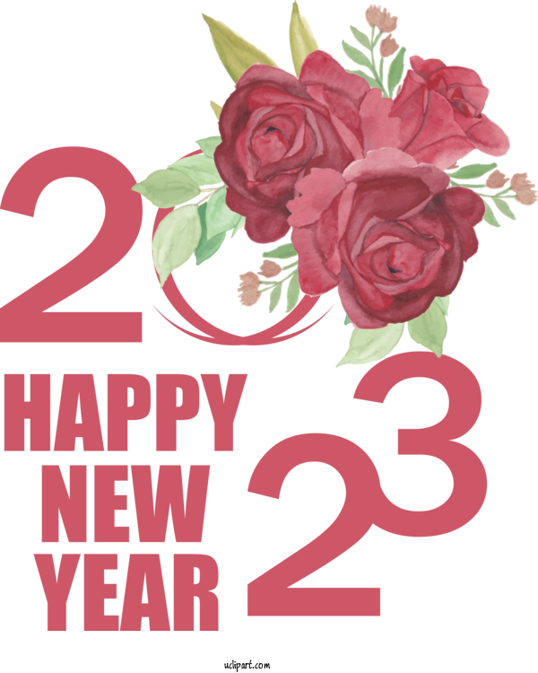 Free Holidays Greeting Card Floral Design Flower Bouquet For New Year 2023 Clipart Transparent Background