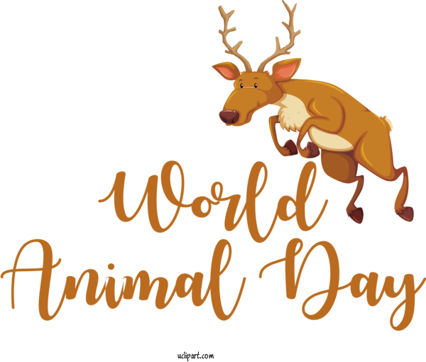 Free Holidays Reindeer Deer Cartoon For World Animal Day Clipart Transparent Background