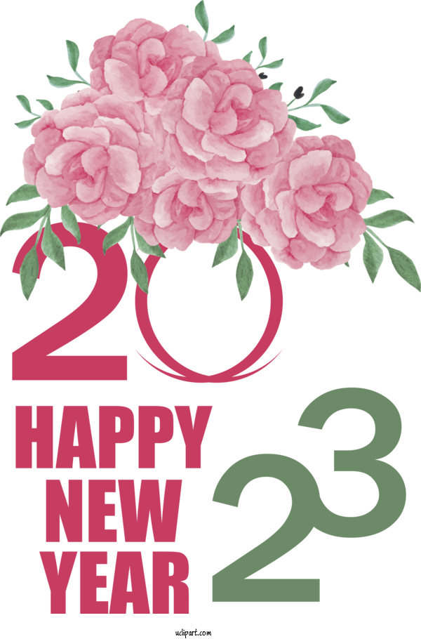Free Holidays Floral Design Garden Roses Rose For New Year 2023 Clipart Transparent Background