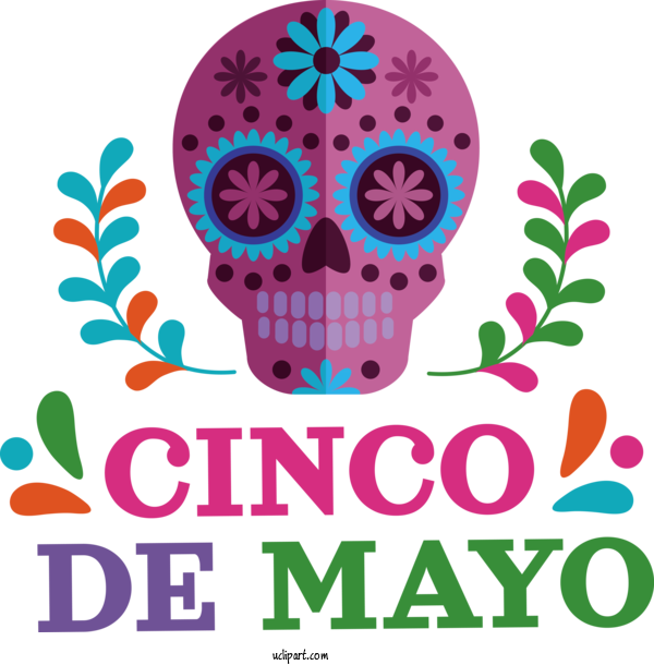 Free Holidays Design Skull Art Calavera For Cinco De Mayo Clipart Transparent Background