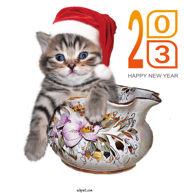 Free Holidays British Shorthair Cat Food Siamese Cat For New Year 2023 Clipart Transparent Background