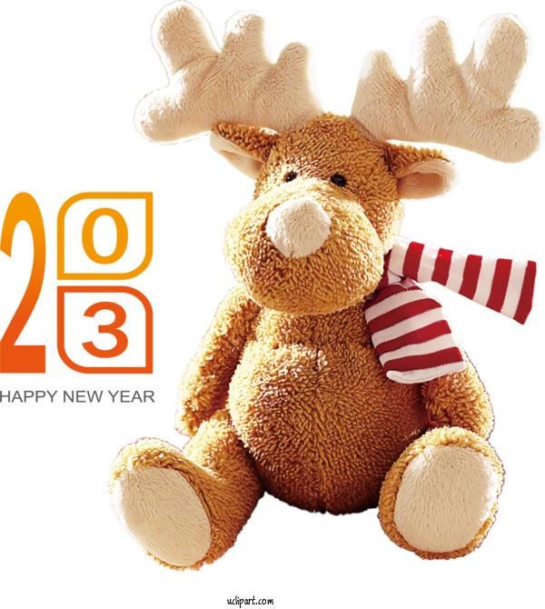 Free Holidays Reindeer Rudolph Deer For New Year 2023 Clipart Transparent Background