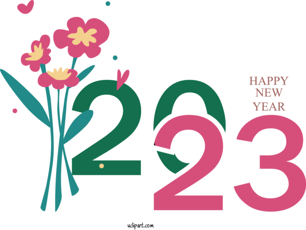Free Holidays Floral Design Logo Cut Flowers For New Year 2023 Clipart Transparent Background