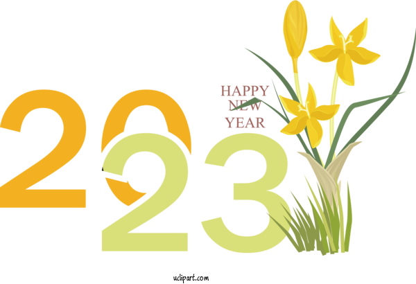 Free Holidays Leaf Floral Design Logo For New Year 2023 Clipart Transparent Background