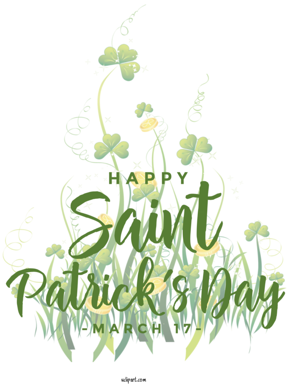 Free Holidays Floral Design Leaf Plant Stem For Saint Patricks Day Clipart Transparent Background