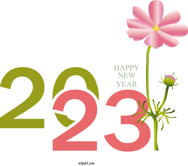 Free Holidays Floral Design Flower Logo For New Year 2023 Clipart Transparent Background