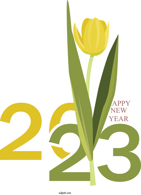 Free Holidays Plant Stem Cut Flowers Tulip For New Year 2023 Clipart Transparent Background