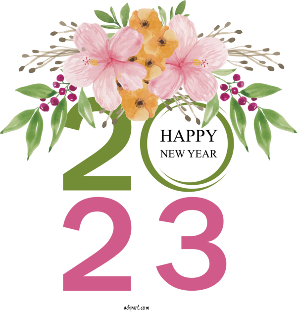 Free Holidays Shoeblackplant Flower Watercolor Painting For New Year 2023 Clipart Transparent Background