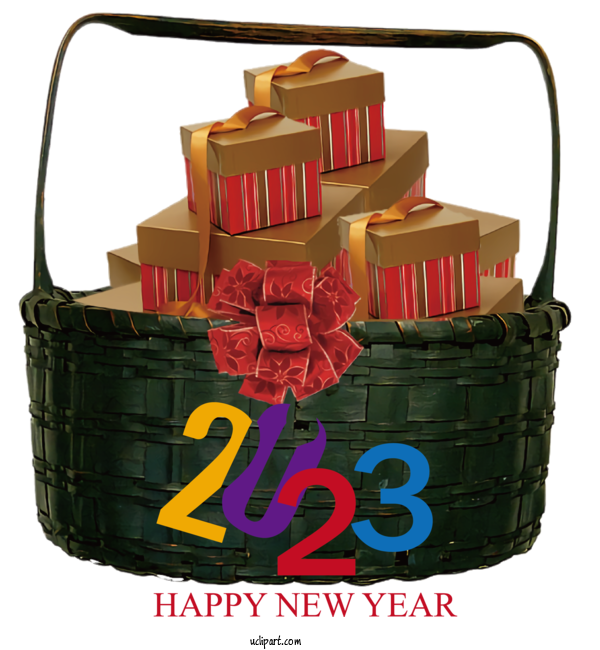 Free Holidays Gift Gift Basket Gift Basket For New Year 2023 Clipart Transparent Background