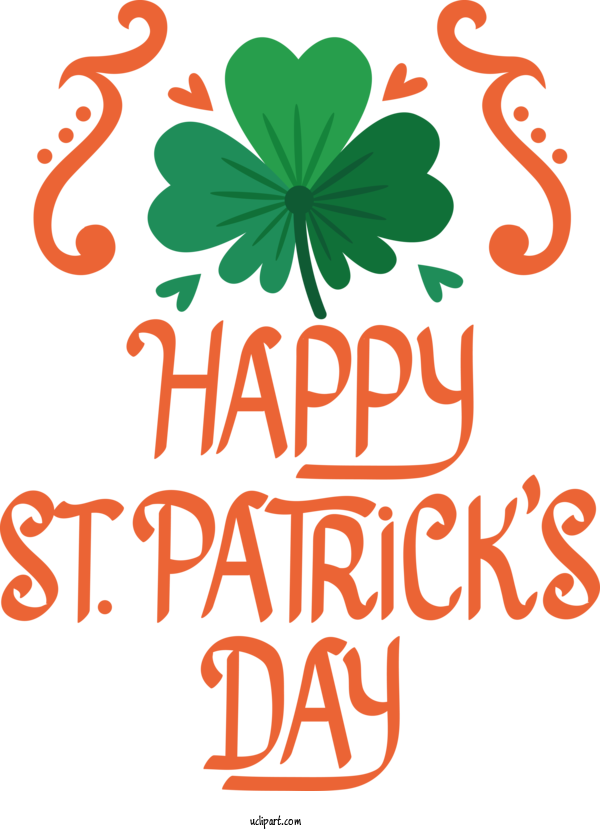 Free Holidays Flower Leaf Text For Saint Patricks Day Clipart Transparent Background