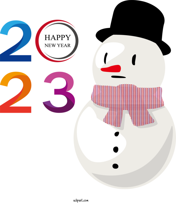 Free Holidays Snowman Drawing Snow For New Year 2023 Clipart Transparent Background