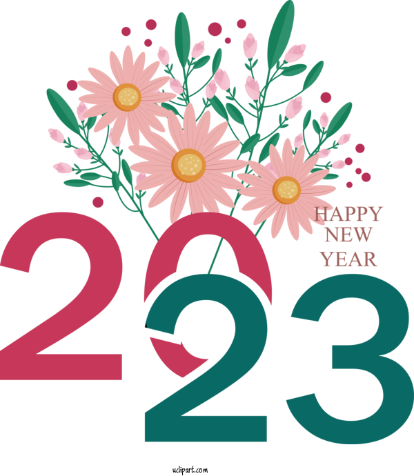 Free Holidays Flower Floral Design Vase For New Year 2023 Clipart Transparent Background
