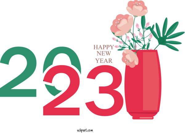 Free Holidays Logo Design Green For New Year 2023 Clipart Transparent Background