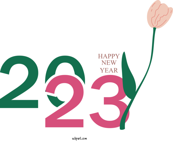 Free Holidays Design Logo Flower For New Year 2023 Clipart Transparent Background