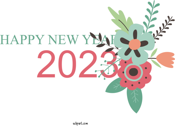 Free Holidays Design Floral Design Leaf For New Year 2023 Clipart Transparent Background
