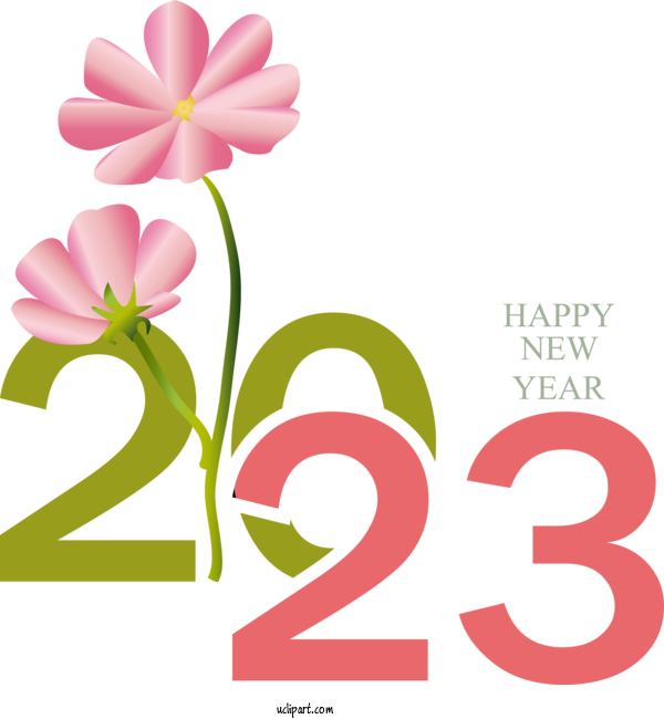 Free Holidays Floral Design Cut Flowers Design For New Year 2023 Clipart Transparent Background
