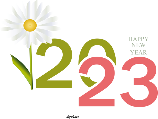 Free Holidays Floral Design Daisy Family Logo For New Year 2023 Clipart Transparent Background