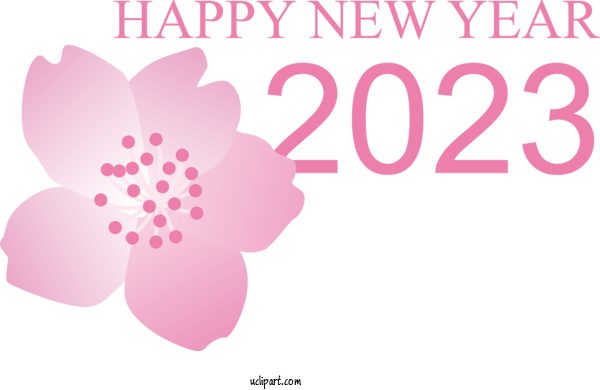 Free Holidays Flower Logo Font For New Year 2023 Clipart Transparent Background