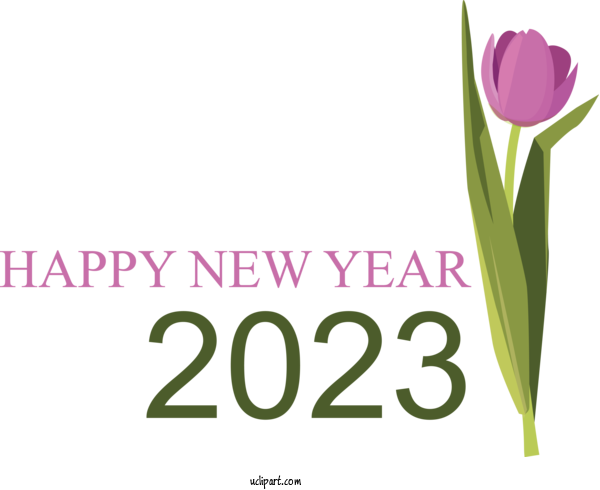 Free Holidays Cut Flowers Flower Tulip For New Year 2023 Clipart Transparent Background