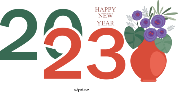 Free Holidays Logo Design Number For New Year 2023 Clipart Transparent Background