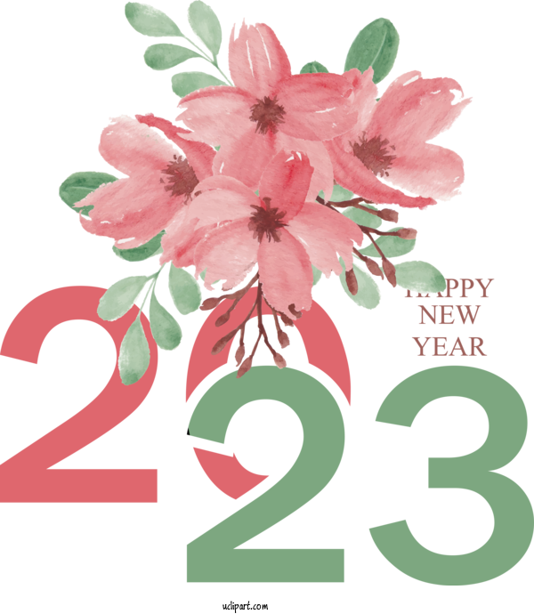 Free Holidays Floral Design Design Drawing For New Year 2023 Clipart Transparent Background