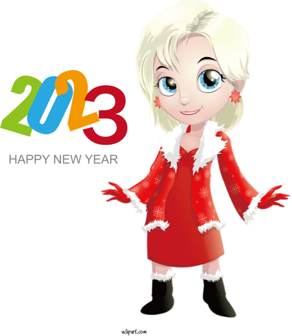 Free Holidays Cartoon Design Drawing For New Year 2023 Clipart Transparent Background