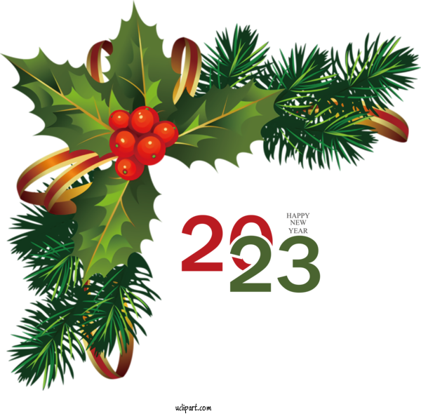 Free Holidays Christmas Bauble Common Holly For New Year 2023 Clipart Transparent Background