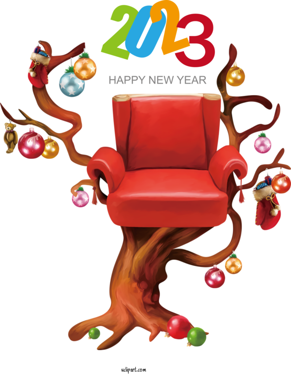 Free Holidays Table Christmas Chair For New Year 2023 Clipart Transparent Background