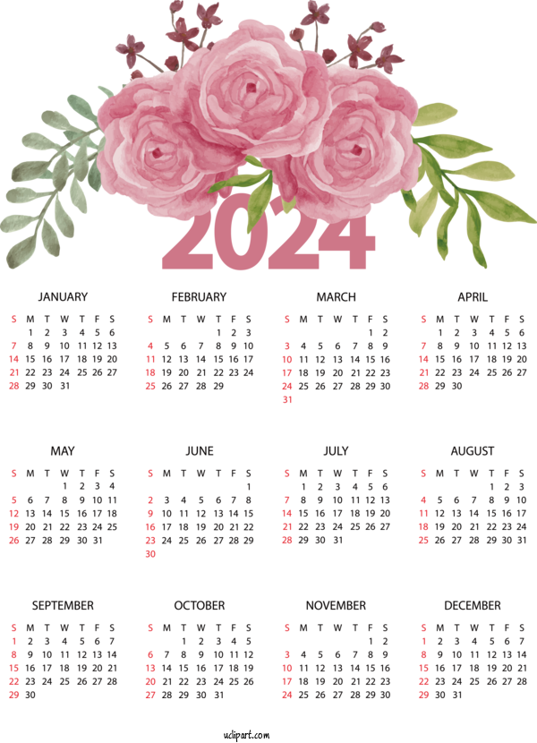 Free Life Available Floral Design Design For Yearly Calendar Clipart Transparent Background