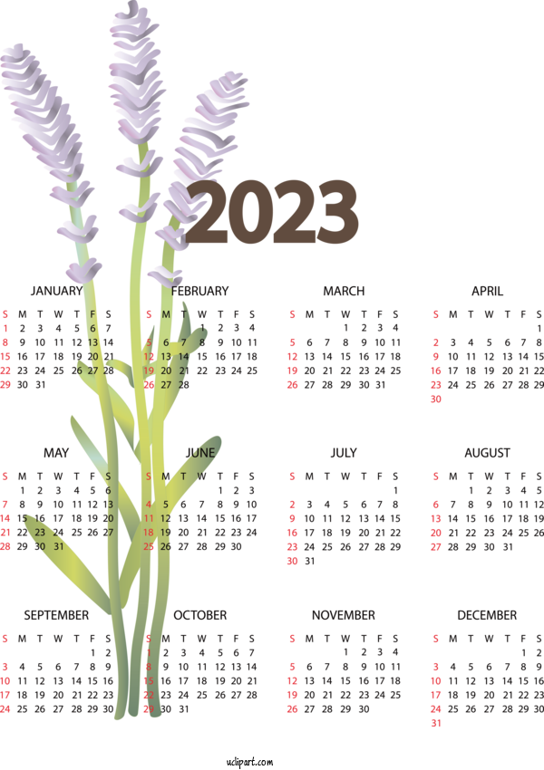 Free Life Flower Plant Stem Line For Yearly Calendar Clipart Transparent Background