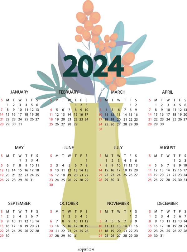 Free Life FLOWER FRAME Calendar Flower For Yearly Calendar Clipart Transparent Background