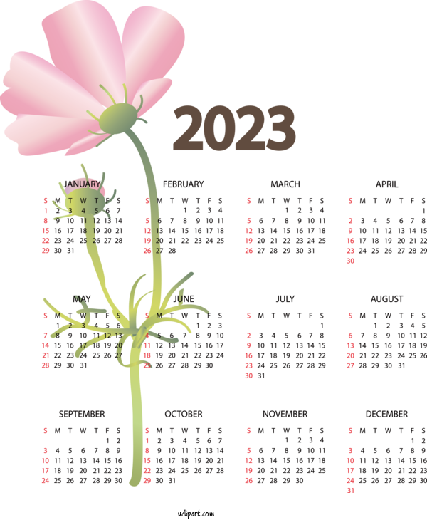 Free Life Flower Floral Design Design For Yearly Calendar Clipart Transparent Background