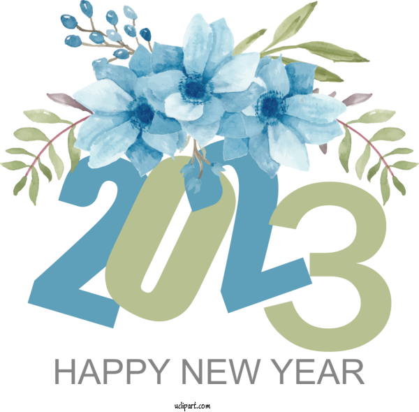 Free Holidays Floral Design Logo Flower For New Year 2023 Clipart Transparent Background