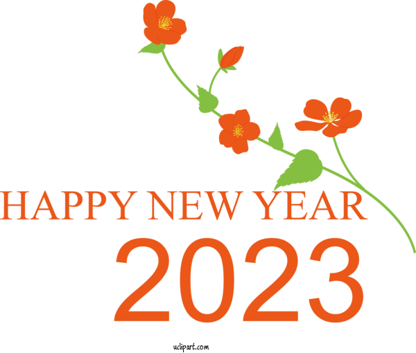 Free Holidays Cut Flowers Floral Design Logo For New Year 2023 Clipart Transparent Background