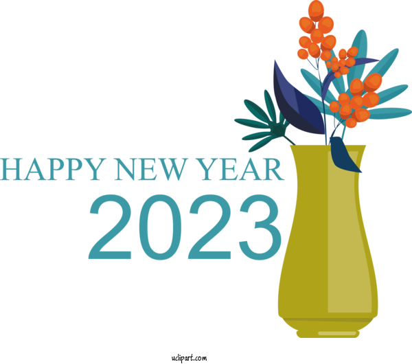 Free Holidays New Year Christmas Graphics Floral Design For New Year 2023 Clipart Transparent Background