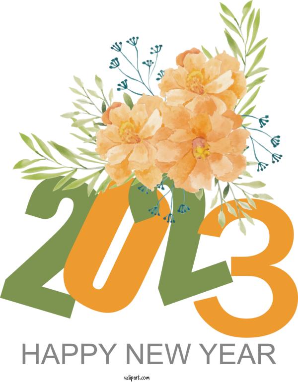 Free Holidays 2023 NEW YEAR Floral Design Flower For New Year 2023 Clipart Transparent Background