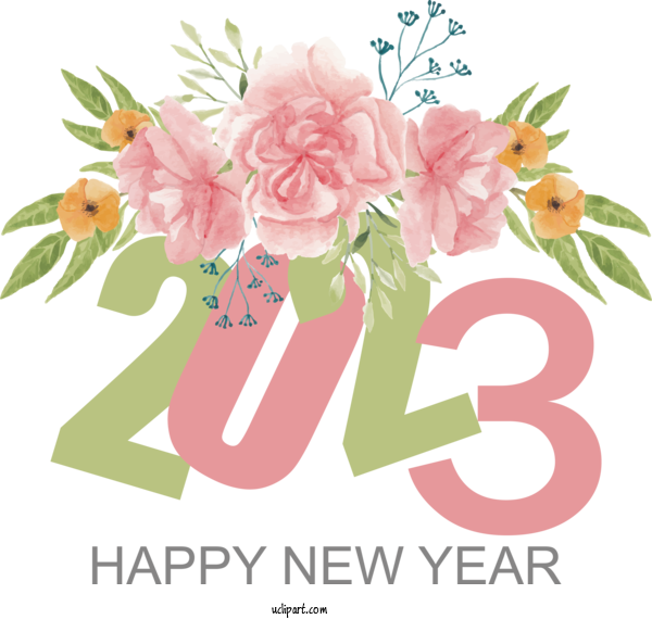 Free Holidays Floral Design Flower Bouquet Design For New Year 2023 Clipart Transparent Background
